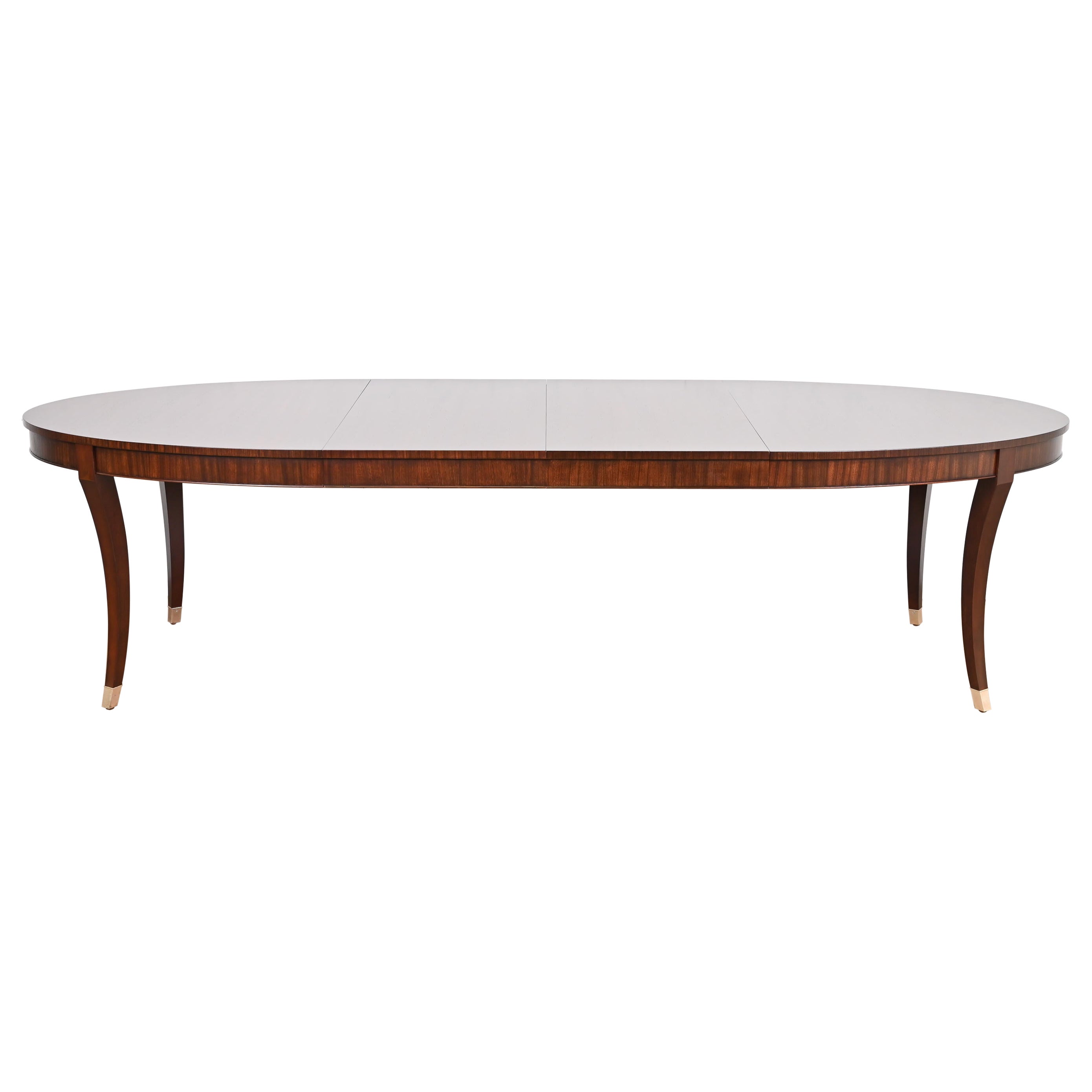 Barbara Barry Style Modern Regency Mahogany Saber Leg Extension Dining Table For Sale