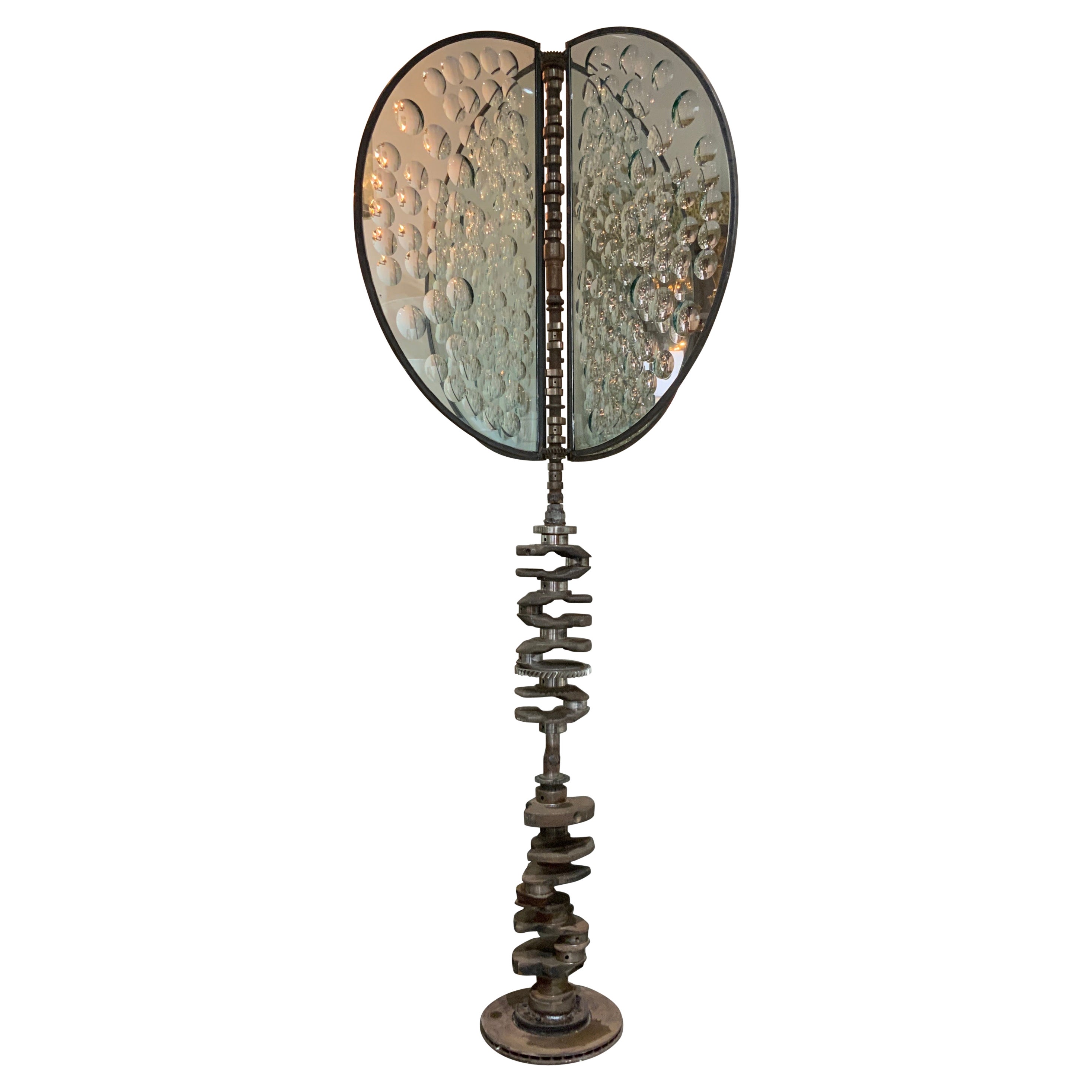 Sculpture D'Art Magiscope Par Feliciano Bejar - Pièce Unique Vintage C.1987, Métal Et Cristal