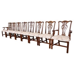 Retro Henredon Chippendale Carved Mahogany Dining Chairs, Set of Eight