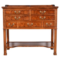 Henredon Georgian Burled Mahogany Flip Top Server or Bar Cabinet