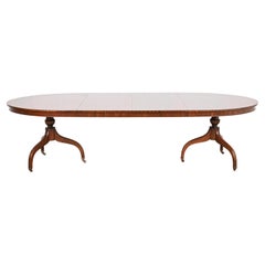 Baker Furniture Style Regency Mahogany Double Pedestal Dining Table, Refinished