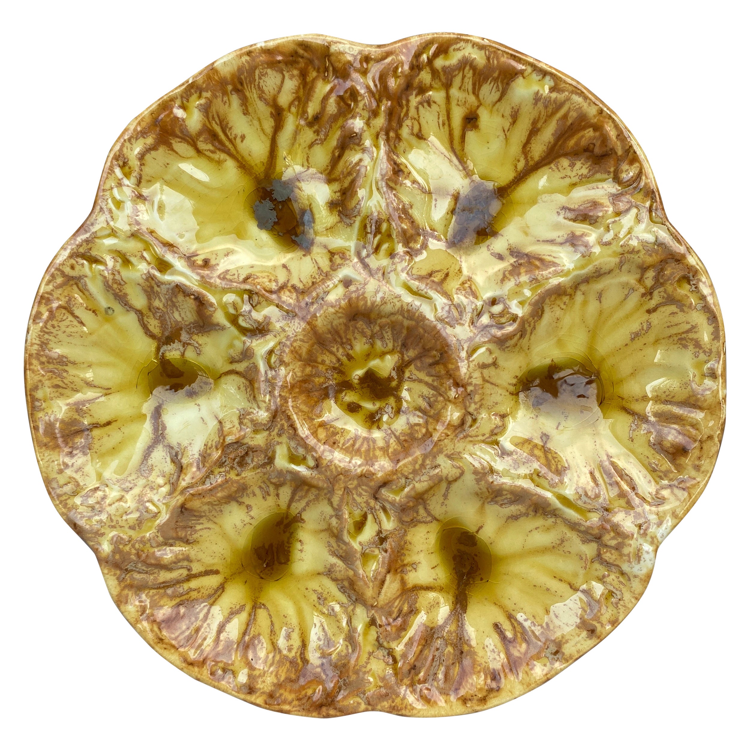 Piatto in maiolica giallo di metà secolo Vallauris AM