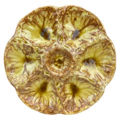 Retro Mid-Century Majolica Yellow Oyster Plate Vallauris