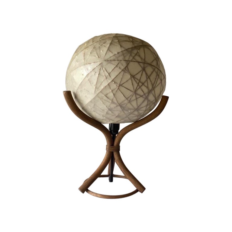 Lampe de bureau en cocon et bambou de Linus Bopp Limbach, 1970, Allemagne