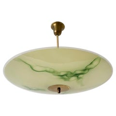 Vintage Art Deco Green Glass Ceiling Lamp, 1940s, Germany