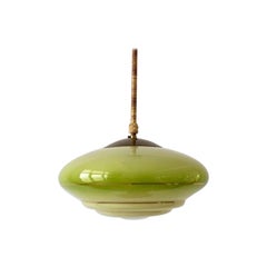 Art Deco Style Green Glass Ceiling Lamp by Doria, 1960s, Germany