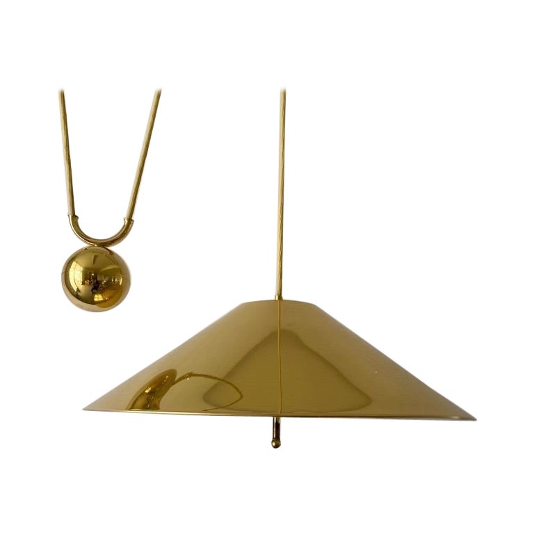 Brass Counterweight Pendant Lamp by WKR, 1970s, Germany For Sale
