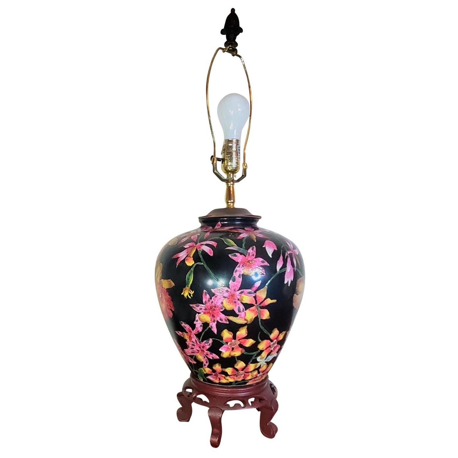 Chinesische Vintage- Ingwerglas-Lampe, 1960er Jahre im Angebot