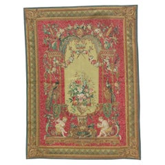 Vintage Tapestry Depicting Children Playing Music 6.0X4.6