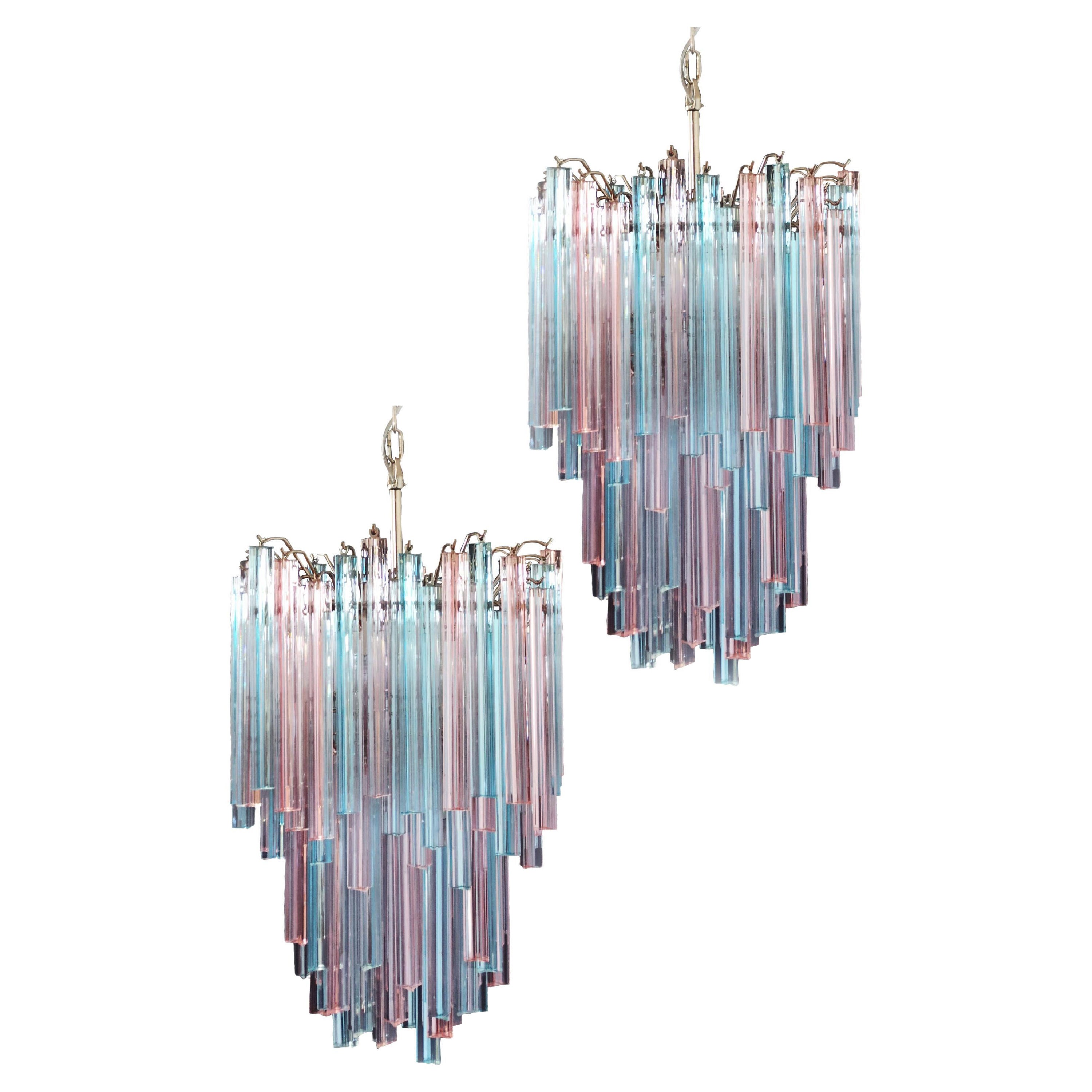 Elegant Murano chandeliers triedri – 92 prism - multicolored glasses For Sale