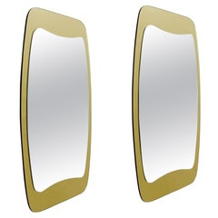 Paire de miroirs biseautés modernes du milieu du siècle dernier, de style Art cristal 