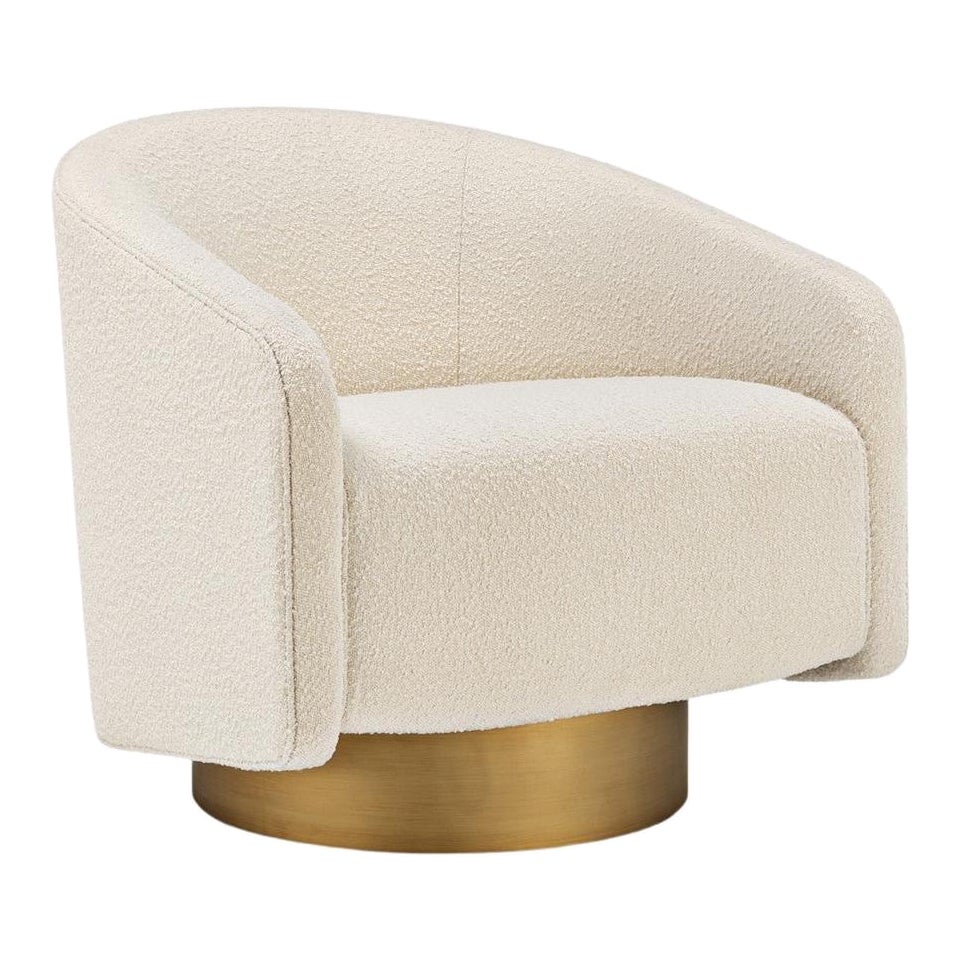 BOEMIA, a swivel fabric armchair with armrest, is the balance between the elegance and the comfort.‎ With an embrassing back structure, is settled on a refined swivel base in antique brass color.

Primary image: shown covered with Amadeus Pearl