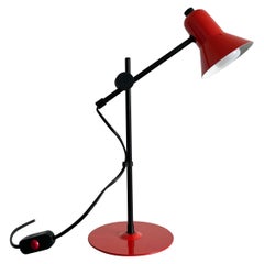 Vintage Postmodern Red & Black Adjustable Desk Lamp