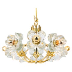 Large Brass and Crystal Glass Pendant by Sische, Germany, 1970s