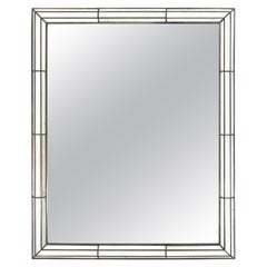Monumental Mirror with Border Glass & Dark Silvered Frame after France, 1940's