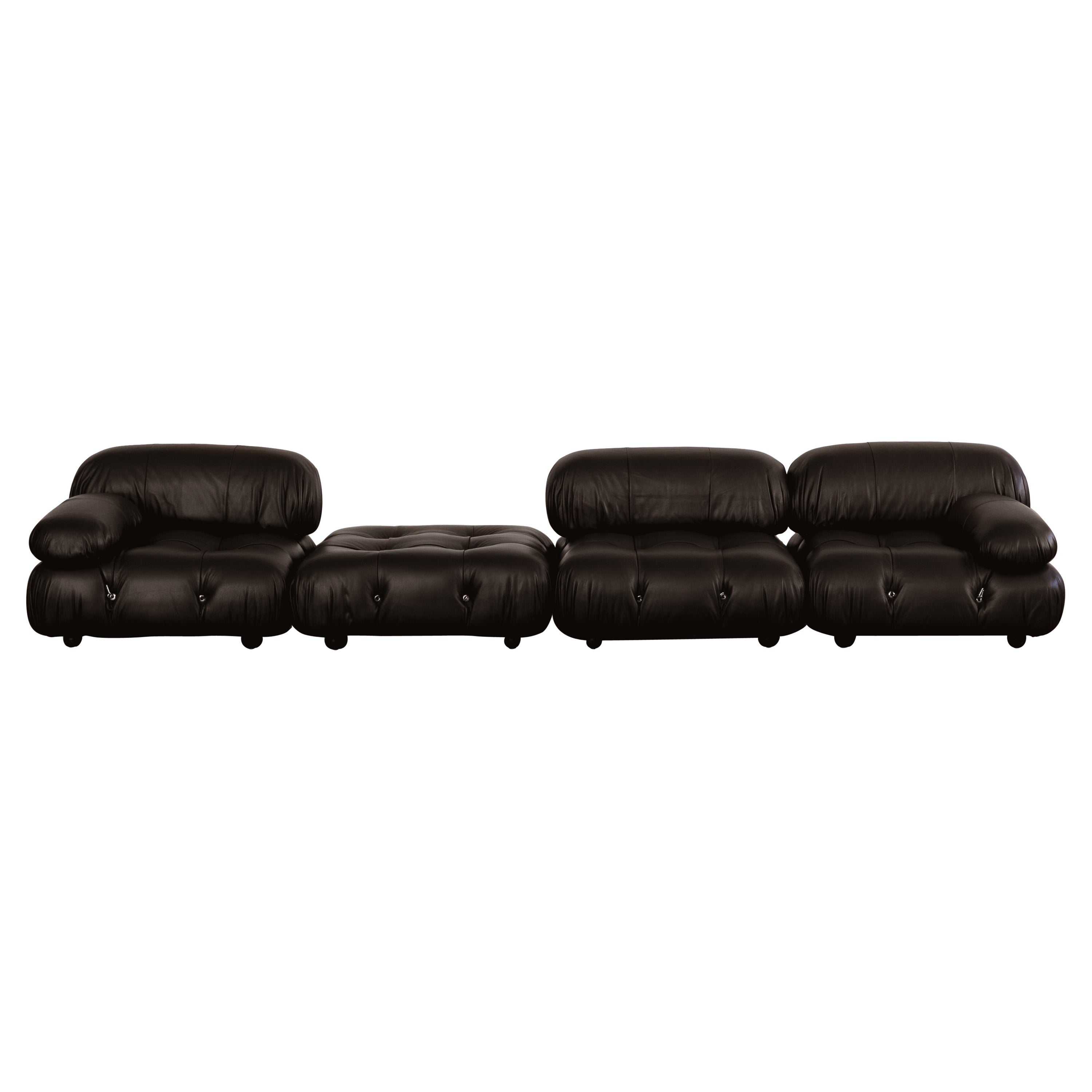 Mario Bellini "Camaleonda" Sofa for B&B Italia, Black Leather, 1970, Set of 4 en vente