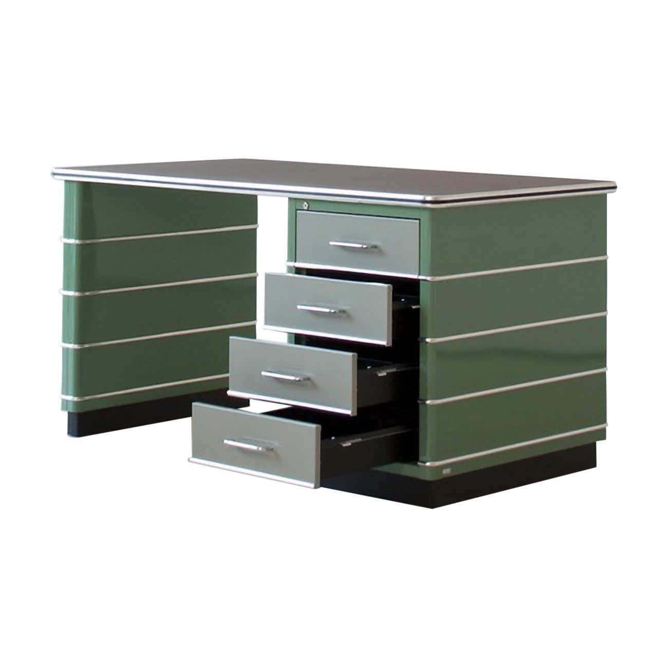 Industrial Design Metal Desk in Painted and Chromed Metal and Aluminium ...