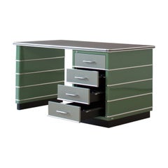 Industrial Design Metal Desk in Painted and Chromed Metal and Aluminium, Bespoke