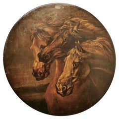 Attributed to Edwin Landseer Rare Oil Painting on Slate ‘Fearful Horses’   