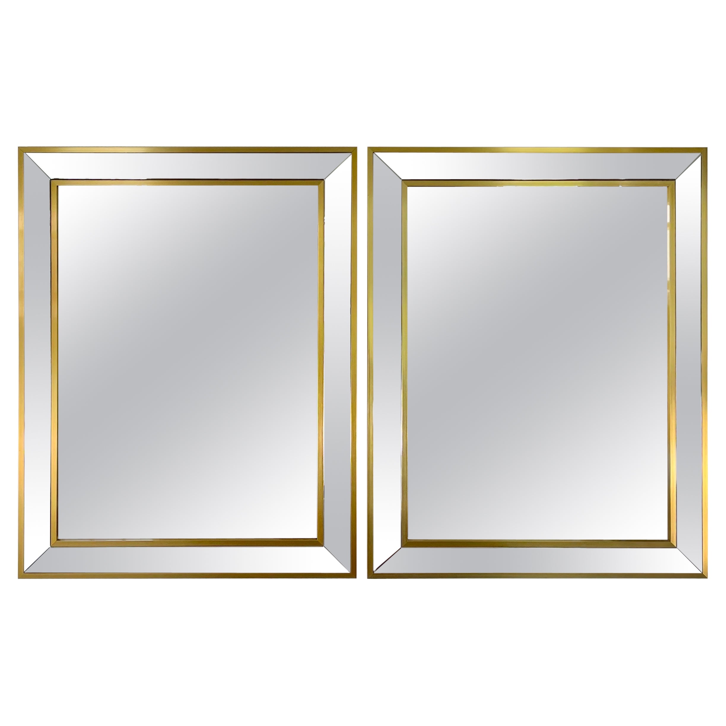 Italian Brass and Chrome Mirrors 1970's  For Sale