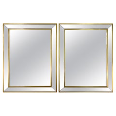 Vintage Italian Brass and Chrome Mirrors 1970's 