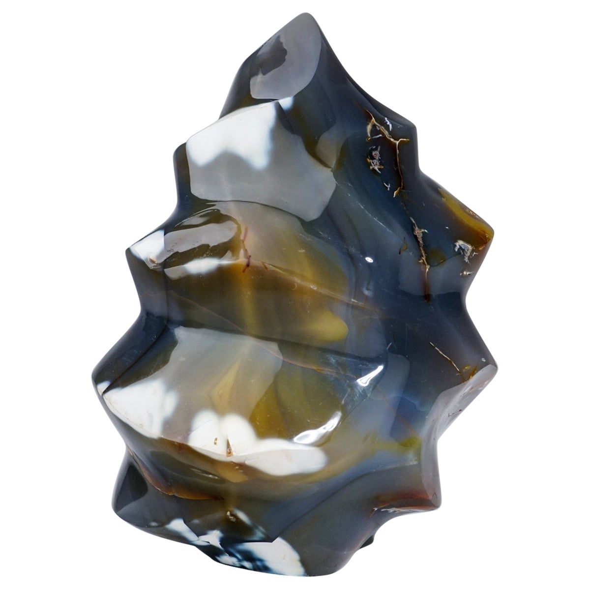 Genuine Polished Blue Chalcedony Orca Stone Flame Freeform (15.6 lbs) For Sale