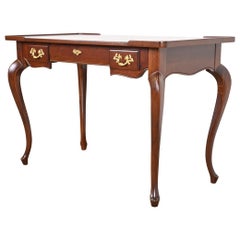 Vintage Baker Furniture French Provincial Louis XV Cherry Writing Desk, Newly Refinished