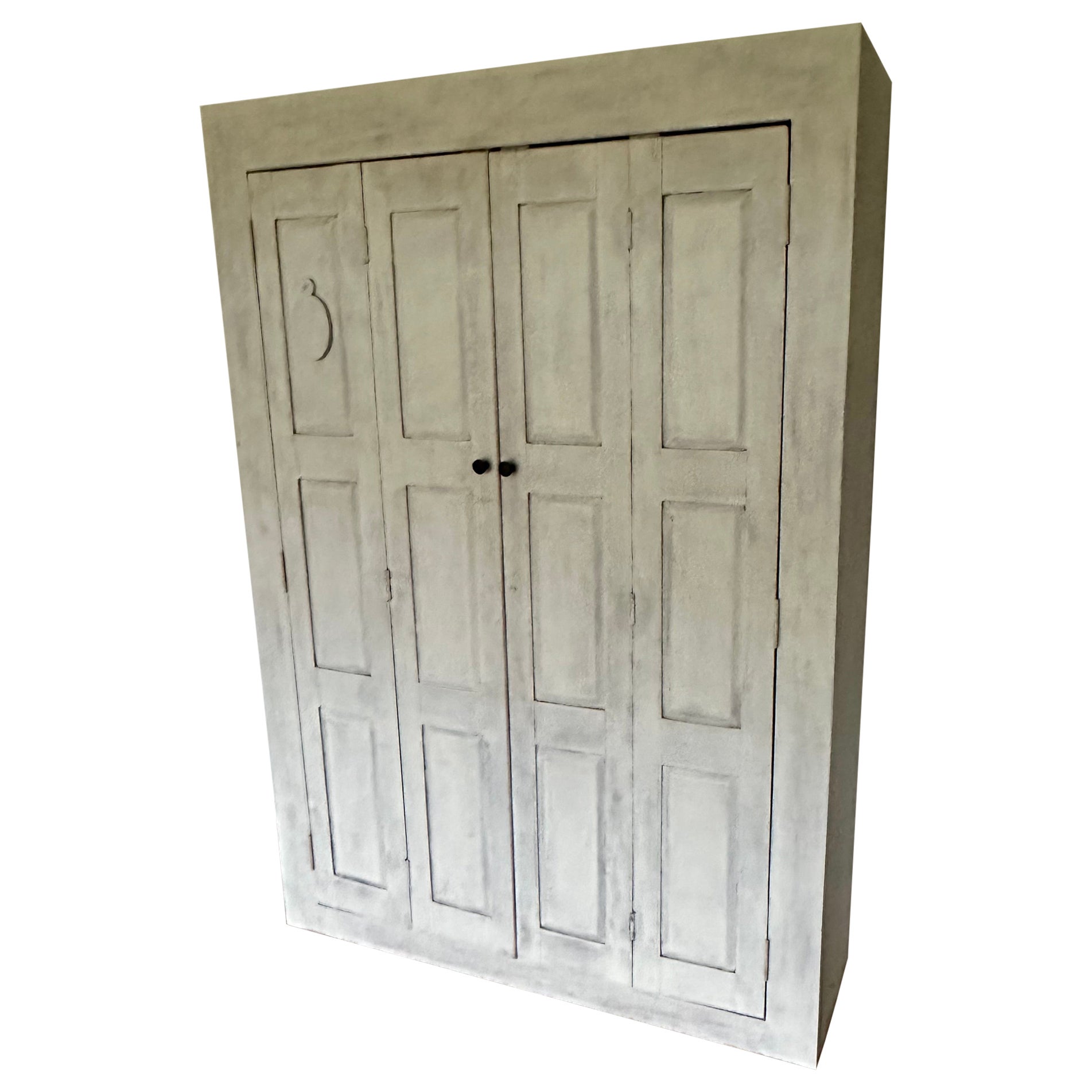 Narrow 14" Depth Cupboard Made With Antique French Doors For Sale