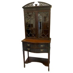 Antique Victorian Quality Carved Mahogany Display Cabinet 