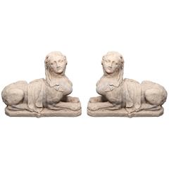 Pair of 1920s Stone Sphynz 5