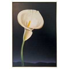 Vintage Postmodern Calla Lily Print on Canvas signed and dated
