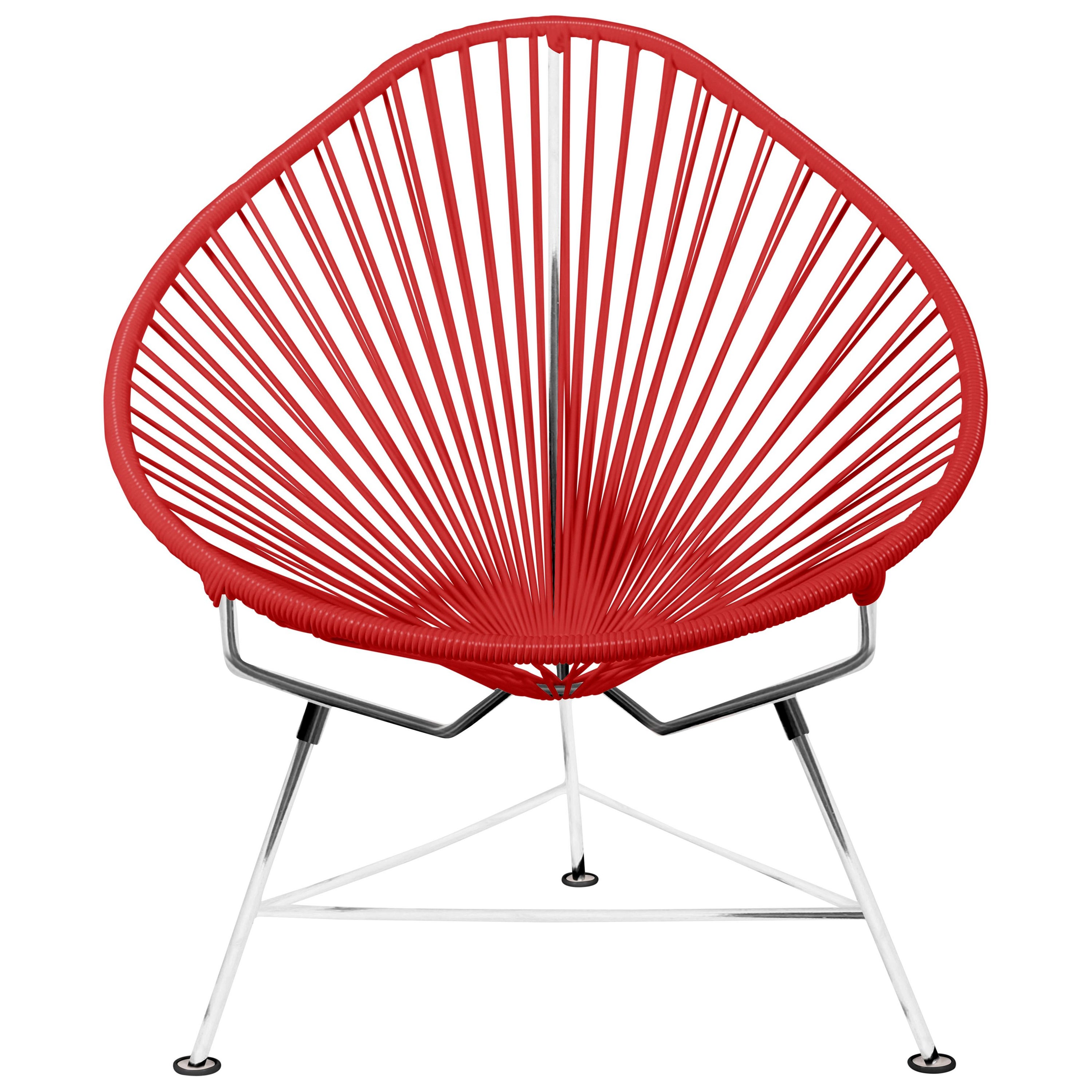 Innit Designs Acapulco Chair Red Weave on Chrome Frame For Sale