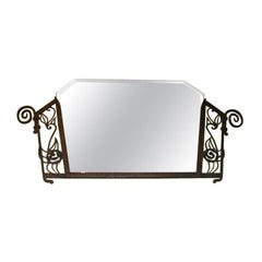 Period French Art Deco Wrought Iron Beveled Mirror