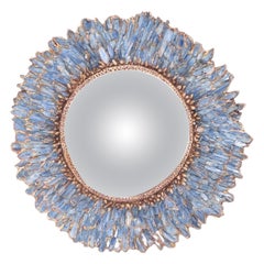 Artist made one of a kind blue Kyanite stone and resin mirror having gilt resin