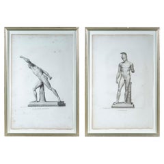 19th Century Grand Tour Engravings of Achilles and Borghese Gladiator