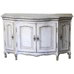 Used 18th Century French Louis XV Painted Four-Door Bombe and Serpentine Buffet