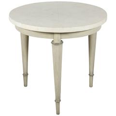 Round Mahogany Side Table in Gray Dry Brush and Caba