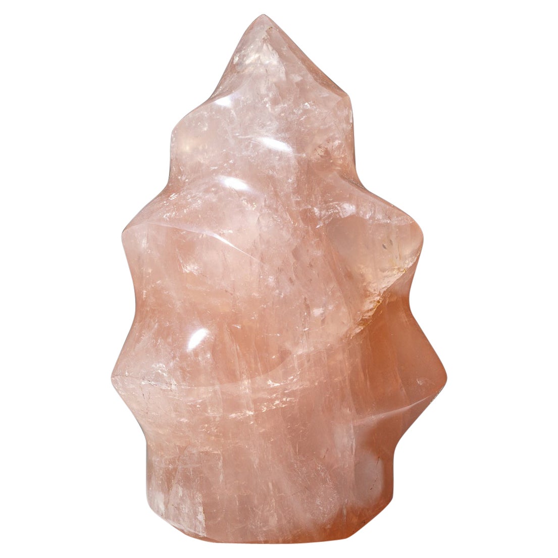 Polished Rose Quartz Flame Freeform From Brazil (7.2 lbs) For Sale