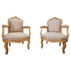 A fine pair of 19th century French gilt carved fauteuils attrib to G Durand