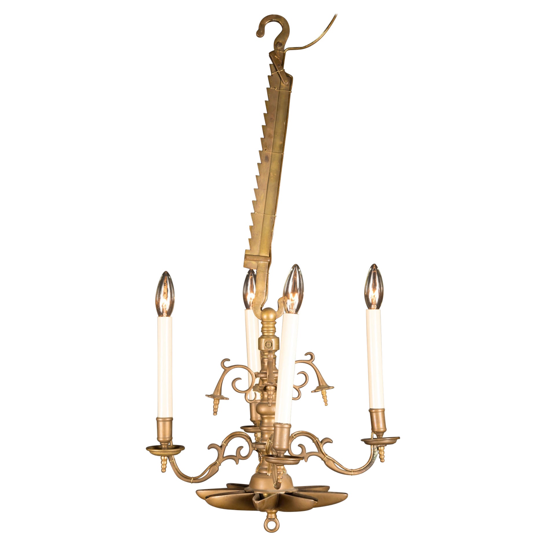 Unique French Antique Brass Chandelier, 19th Century  For Sale