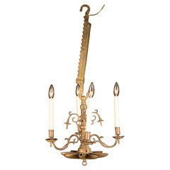 Unique French Used Brass Chandelier, 19th Century 