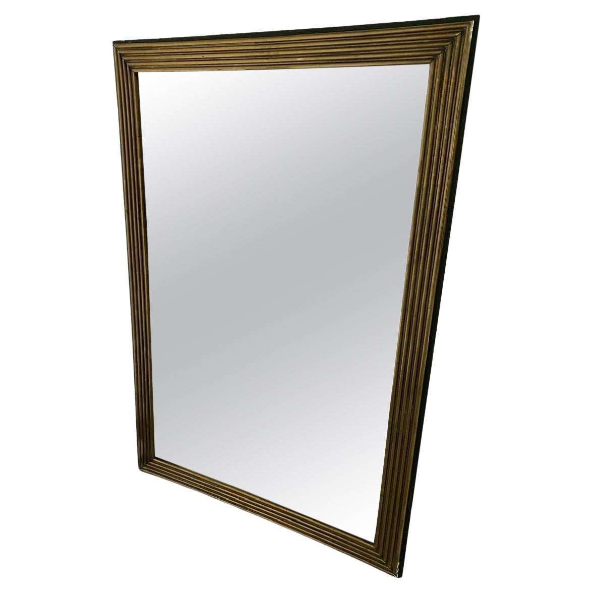Large 19th Century Reeded Brass Mirror For Sale