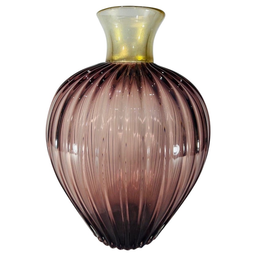 Archimede Seguso "costolato oro" circa 1950 grand vase