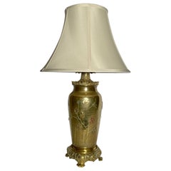 Antique Multi-Colored Bronze Japanese Lamp