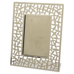 Vintage Signed Alessi Stainless Steel Cactus Pattern Picture Frame Italian