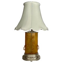 Antique Amber Colored Glass Lamp circa 1910