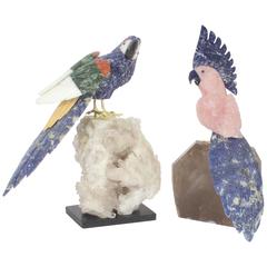 Two Carved Stone Parrots Individually Priced