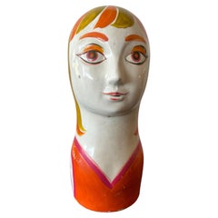 Retro Mod Girl Ceramic Sculpture by Takahashi, 1970's