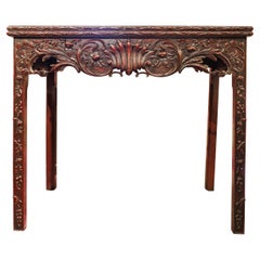 Antique A fine 19th century mahogany Chinese Chippendale games table . 