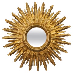 Spanish Gilt Two-Layer Sunburst or Starburst Mirror (Diameter 24)